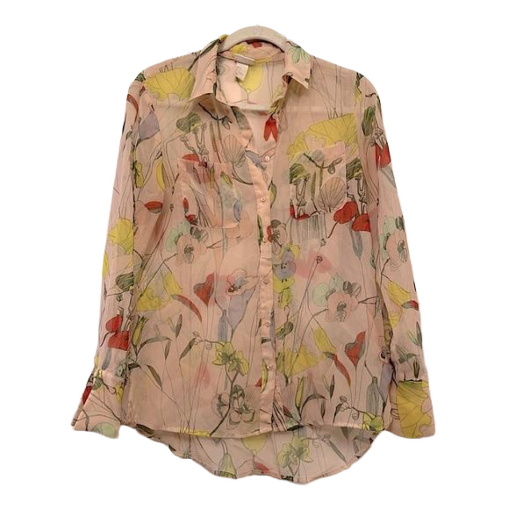 H&M conscious collection sheer botanical print blouse